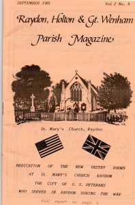 Report on the dedication of the Vestry Doors at Raydon Church, 1985 (353rd FG Archive)
